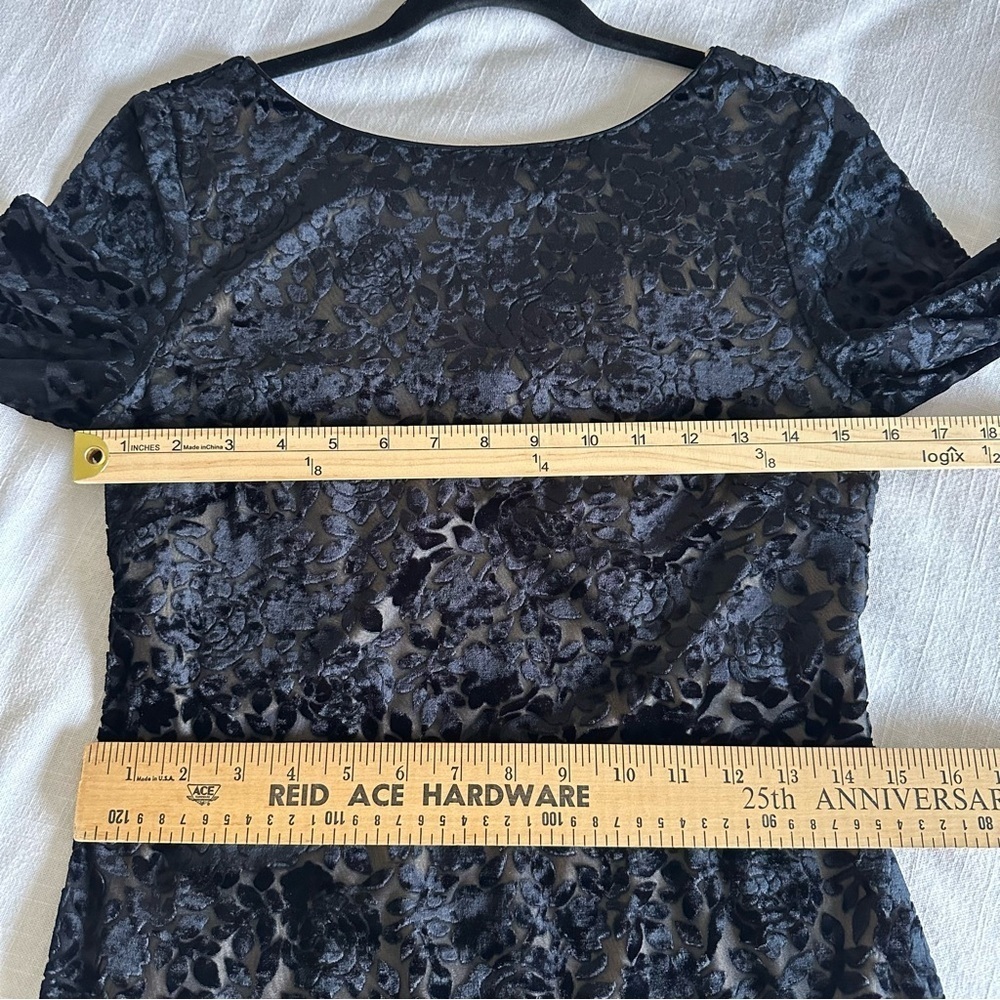 Vtg Velvet Cutout Dress Womens 10P Black Floral Maxi 90s Whimsigoth Fairy Grunge - Picture 9 of 13
